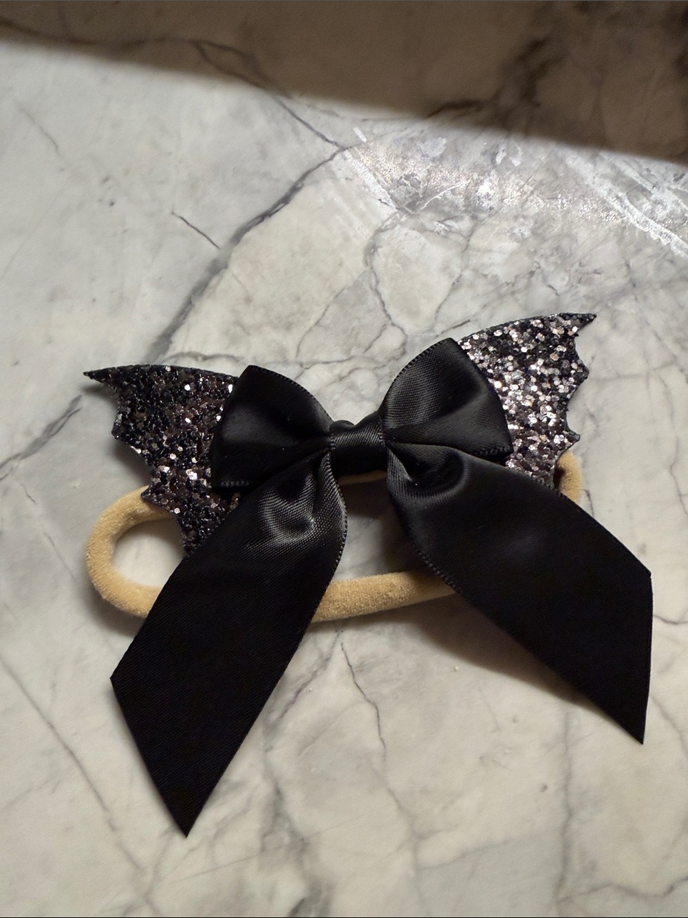 Black Glitter Bat Bow baby headband - Kids Accessories